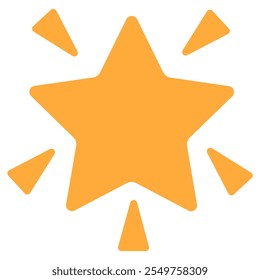 Shine star ray flat icon isolated on white background.