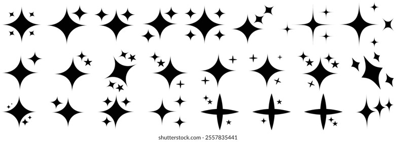 Shine star sparkle icons set. Blink twinkle stars collection. Effect shine, glitter, twinkling and clean vector illustration.