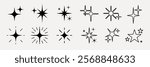 Shine star sparkle vector set. Sparkle star icons. Shine icon. Stars sparkle doodles vector. Set sparkles star symbols vector.