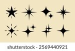 Shine star sparkle vector set. Sparkle star icons. Shine icon. Stars sparkle doodles vector. Set sparkles star symbols vector. Star sparkle