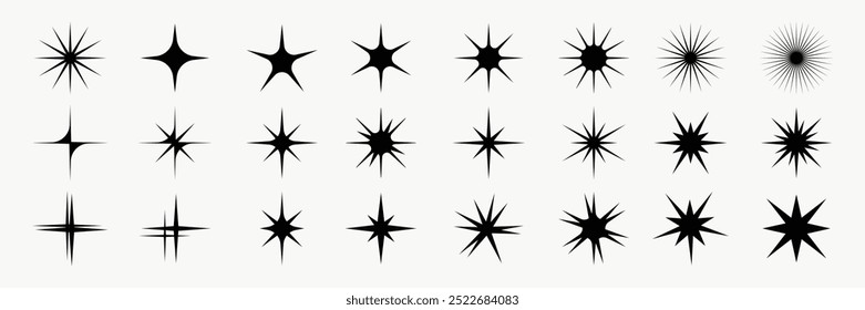 Shine star sparkle vector set. Sparkle star icons. Shine icon. Stars sparkle doodles vector. Set sparkles star symbols vector. Bright sparkle