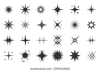 Shine star sparkle vector set. Sparkle star icons. Shine icon. Stars sparkle doodles vector. Set star symbols vector. Star shine sparkle icon, vector illustration.  