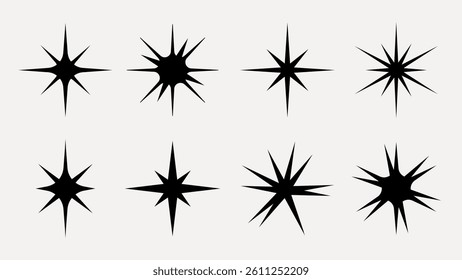 Shine star sparkle vector set. Sparkle star icons. Shine icon. Stars sparkle doodles vector. Set sparkles star symbols vector. Bright shiny flash shine sparkle icon