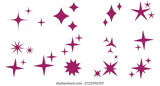 Conjunto de vetores de brilho de estrela brilhante. Ícones de estrela cintilante. Ícone Brilhar. Estrelas cintilantes doodles vetor. Definir o vetor de símbolos de estrela cintilantes. Brilho brilhante, estrela flash brilhante. 