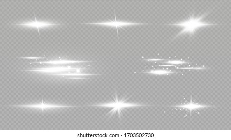  Shine starlight isolated on transparent background. Glowing light effect.Set of flashes, Lights and Sparkles on a transparent background.