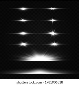  Shine starlight isolated on transparent background. Glowing light effect.Set of flashes, Lights and Sparkles on a transparent background.