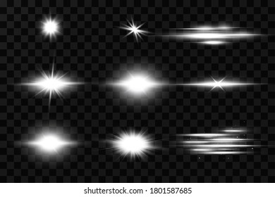  Shine starlight isolated on transparent background. Glowing light effect.Set of flashes, Lights and Sparkles on a transparent background. Bright gold flashes and glares.