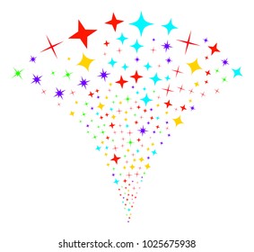 Shine Stars festive fountain. Vector illustration style is flat iconic symbols. Object fountain created from random pictograms as shine stars fireworks.