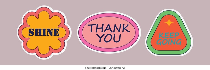 Shine Thank You Keep Going Motivational Sticker Vector EPS Illustration for Positive Quotes and Inspirational Designs on Shutterstock

