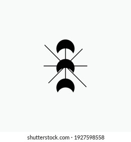 Shine three dark balck moon. Space moon star astronomy eclipse abstract sun dark abstrak, vector, symbol, logo, icon, sign, Illustration Minimalist.