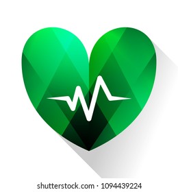 shine tiny love icon, heartbeat green color illustration.