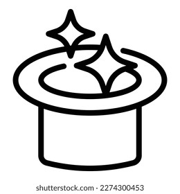 Shine top hat icon outline vector. Wizard trick. Fun illusion