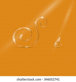 Shine Transparent Glass Italic Letters S on the Yellow Background