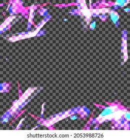 Shine Twinkle Background Transparent Vector. Confetti Splash Template. Glow Decoration Texture. Bright Magic. Bokeh Explosion Wallpaper.