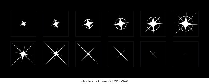 Shine Vector animation. Shine VFX sprite sheet for video game, cartoon, Animation and motion design. 2D Classic Shine light FX.