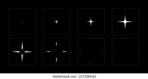 Shine Vector animation. Shine VFX sprite sheet for video game, cartoon, Animation and motion design. 2D Classic Shine light FX.