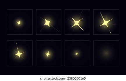 Shine Vector animation. Shine VFX sprite sheet for video game, cartoon, Animation and motion design. 2D Classic Shine light FX.