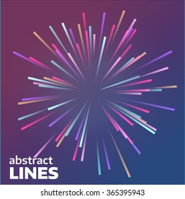 Shine vector rays on dark background. Explosive illustration with dynamic shapes. Color wallpaper with sparkle. Holiday firework with text template. Dynamite burst. Dynamic blast elements.