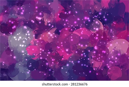 Shine violet brush strokes background. Vector version