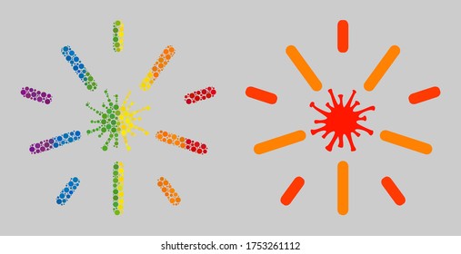 Shine virus composition icon of spheric dots in different sizes and spectrum color tones. A dotted LGBT-colored Shine virus for lesbians, gays, bisexuals, and transgenders.