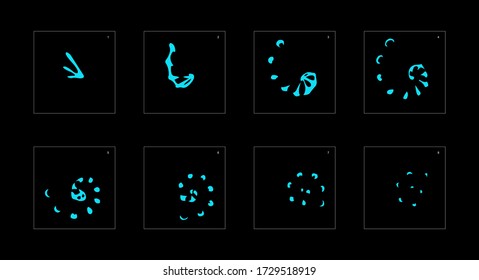 Shine water effect. Water explosion animation effect. Animation sprite sheet for games, cartoon or animation. vector style animation effect 1488.
