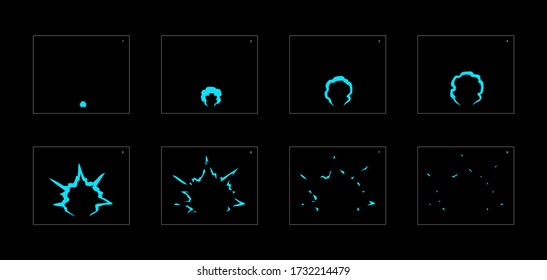 Shine water effect. Water explosion animation effect. Animation sprite sheet for games, cartoon or animation. vector style animation effect 1590.