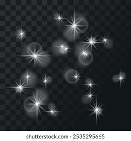 Brilho branco brilhante efeito de luz com raios e brilho de destaque	
