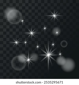 Shine white bright light effect with rays and highlight glitter	
