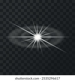 Brilho branco brilhante efeito de luz com raios e brilho de destaque	
