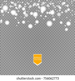 Shine white snowflake with glitter isolated on transparent background. Christmas decoration with shining sparkling light effect. Vector