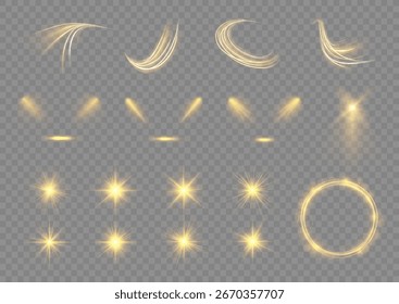 Shine of yellow star and sun ray moves with glitter particle and beam creating bright sunrise illustration and festive glow