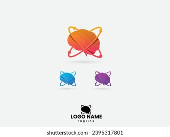 Shing atom with a brain. Brain idea. Atom Brain logo design. Business. Doctor. Colorful template. Brain power logo.  Atom vector