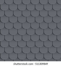 Shingles roof seamless pattern. Black color. Classic style. Vector illustration