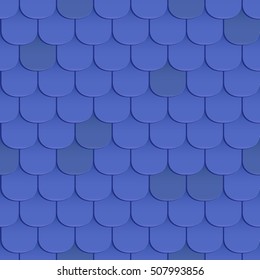 Shingles roof seamless pattern. Blue color. Classic style. Vector illustration