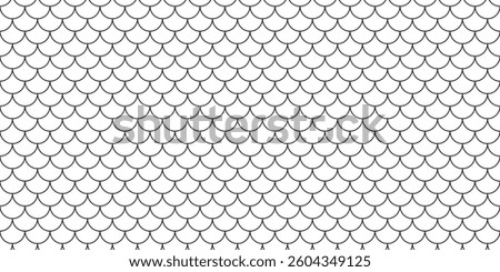 Shingles roof seamless pattern. House roof tile texture. Geometric shape design. Metal construction grid. Fish scales. Vector illustration isolated on white background.