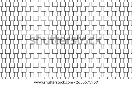 Shingles roof seamless pattern. House roof tile texture. Geometric shape design. Metal construction grid. Fish scales. Vector illustration isolated on white background. EPS 10 . 