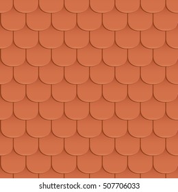 Shingles roof seamless pattern. Orange color. Classic style. Vector illustration