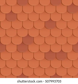 Shingles roof seamless pattern. Orange color. Classic style. Vector illustration