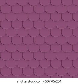 Shingles roof seamless pattern. Violet color. Classic style. Vector illustration