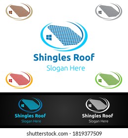 Shingles Roofing Logo for Property Roof Real Estate or Handyman Architecture