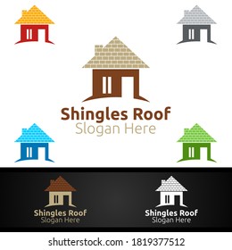 Shingles Roofing Logo for Property Roof Real Estate or Handyman Architecture