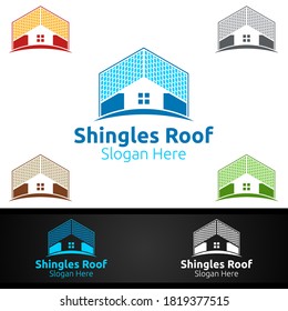 Shingles Roofing Logo for Property Roof Real Estate or Handyman Architecture
