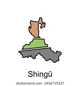 Shingu vector world map City illustration. Isolated on white background, for business