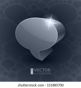 Shining 3d Chat bubble symbol on grey background. RGB EPS 10 vector illustration