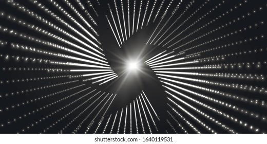 Shining abstract background with flowing dots.Digital data visualization.Futuristic vector illustration.Glowing particles liquid dynamic flow. 