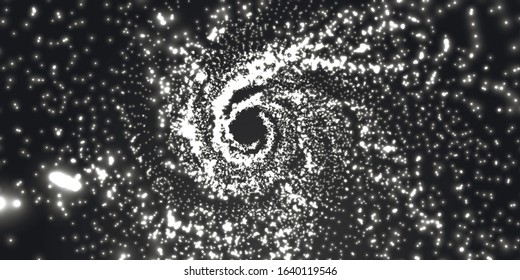 Shining abstract background with flowing dots.Digital data visualization.Futuristic vector illustration.Glowing particles liquid dynamic flow. 