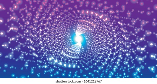 Shining abstract background with flowing dots.Digital data visualization.Futuristic vector illustration.Glowing particles liquid dynamic flow. 
