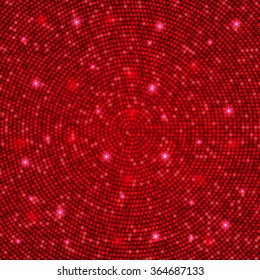 Shining abstract bright red mosaic background. Disco style