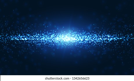 Shining abstract particles background. Dynamic particle explosions background from the arrangement of millions of luminous particles. Eps10 vector illustration