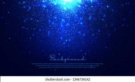 Shining abstract particles background. Dynamic particle explosions background from the arrangement of millions of luminous particles. Eps10 vector illustration